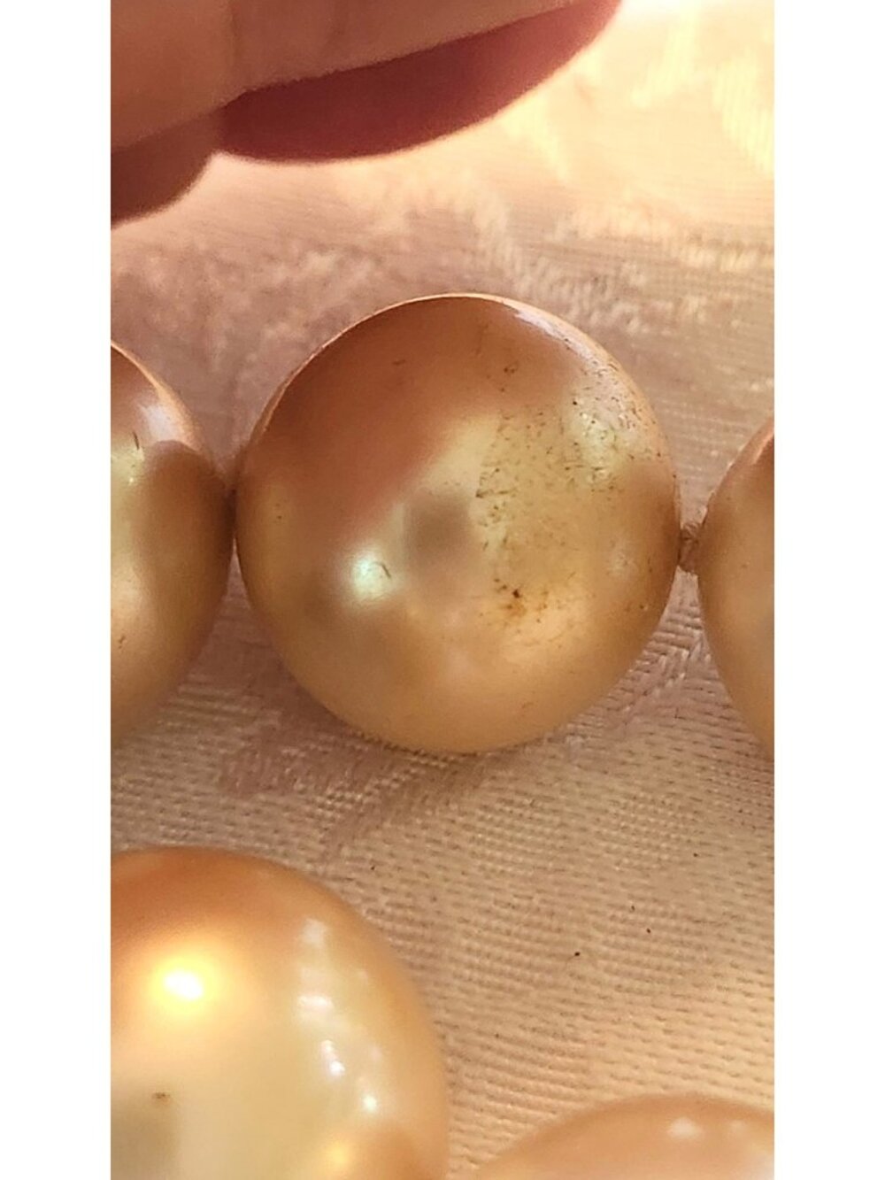 Vintage Gold-Tone Glass Faux Pearl Necklace 925 Clasp - High-Quality Statement J - Picture 4 of 8
